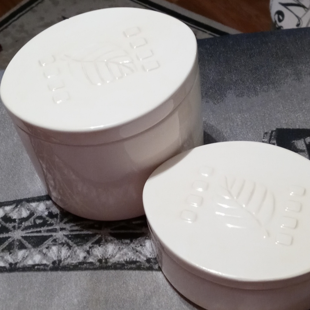 Pier 1 Cream Ceramic Jars